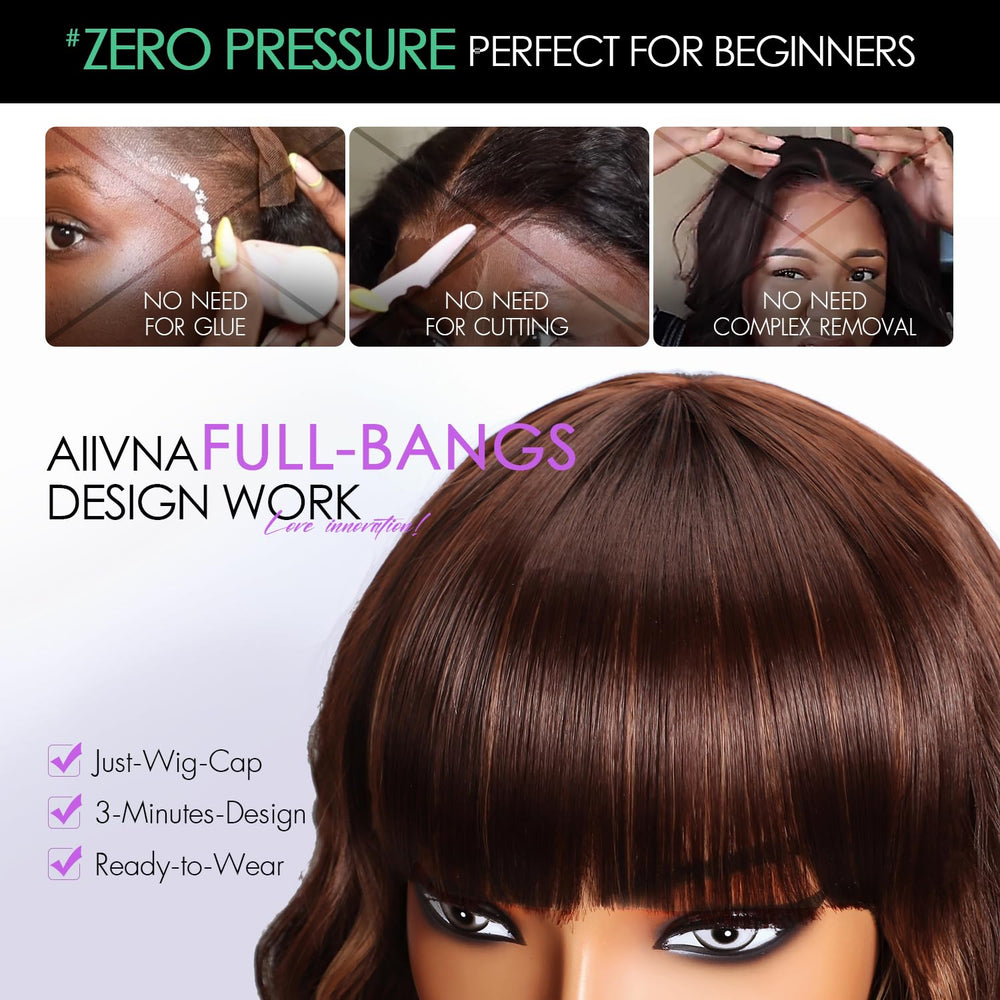 Aokiya Bob Wavy Wig cap adjustment for comfortable all-day wear.