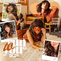 Aokiya Bob Wavy Wig color detail reveals reddish caramel brown highlights.