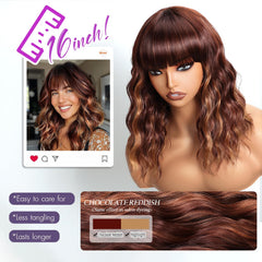 Aokiya Bob Wavy Wig side view showing shoulder-length curls with natural movement.