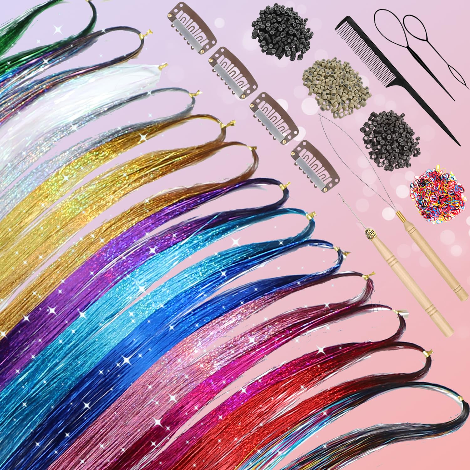 Aokomisu 48-inch fairy hair tinsel length offers versatile styling
