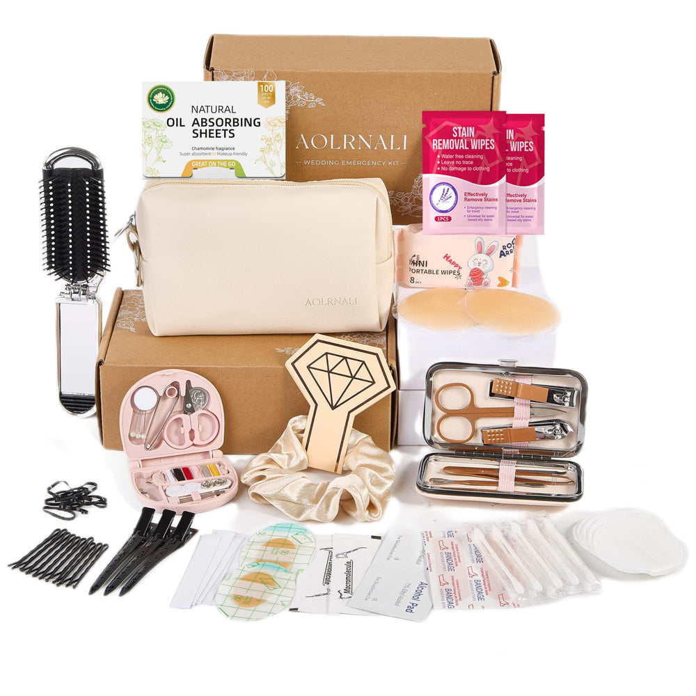 AOLRNALI bridal emergency kit makeup bag keeps essentials organized for on-the-go touch-ups.