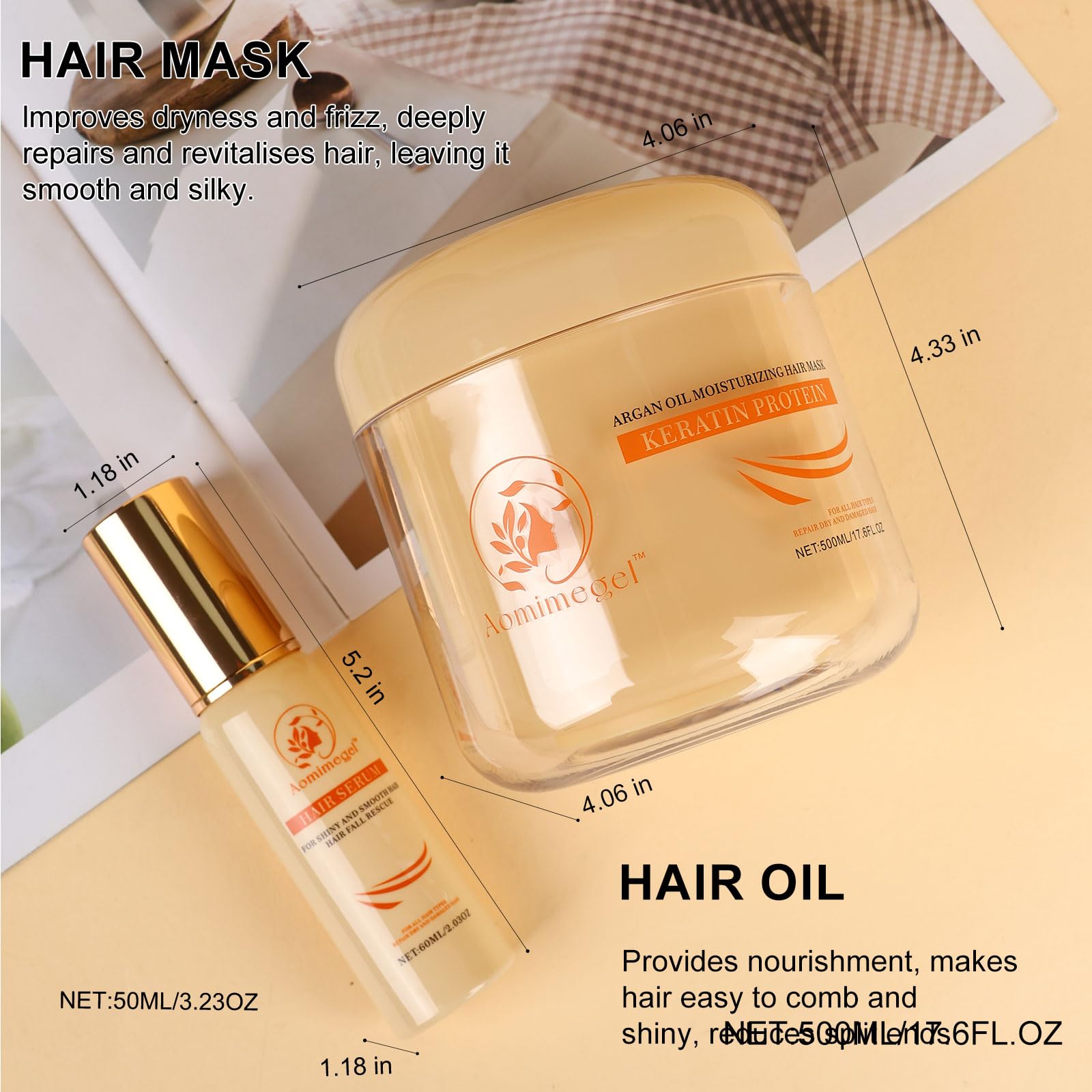 Aomimegel Hair Mask shine and color protection on glossy hair