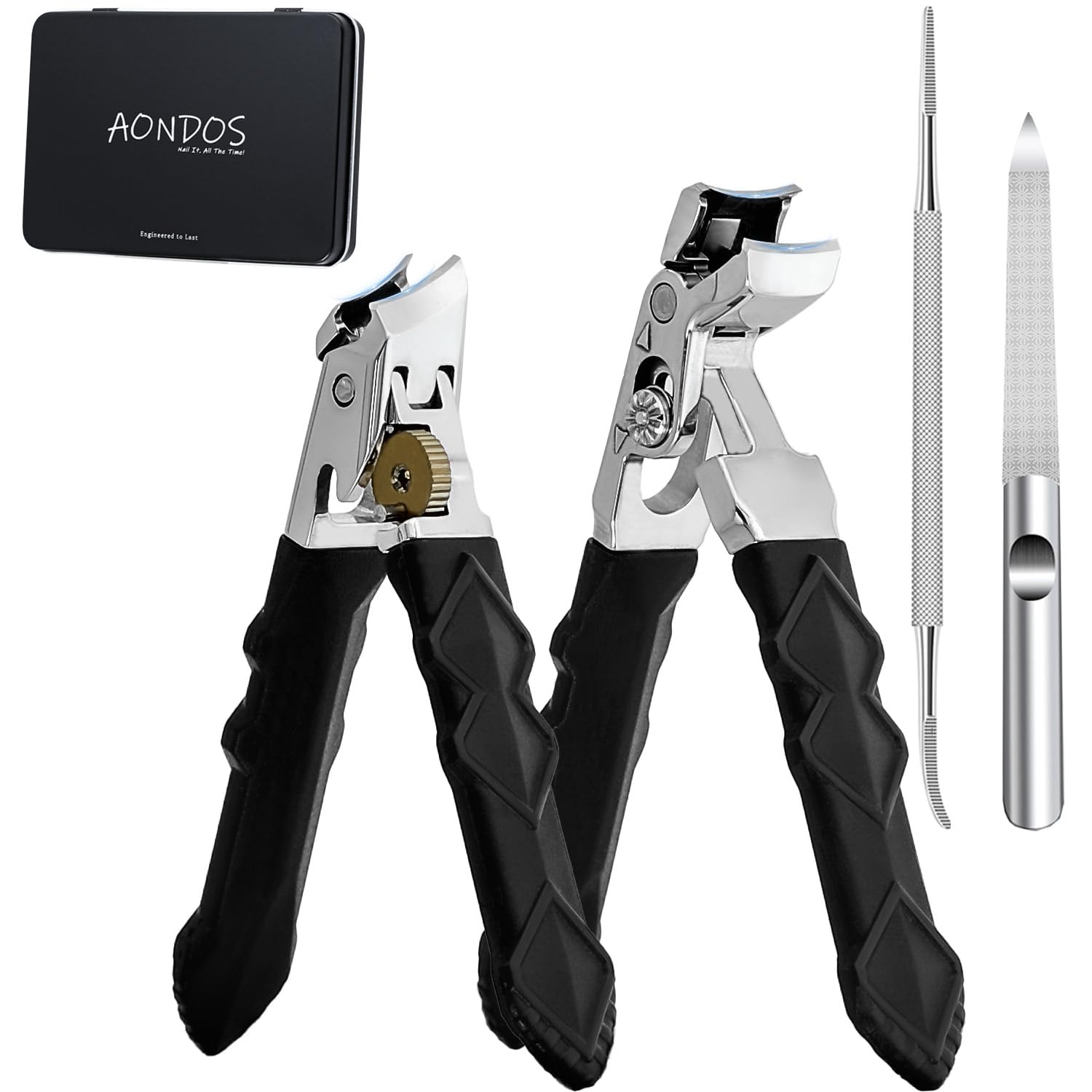 Aondos heavy-duty angled head clippers shown from the side for precise visibility during trims.