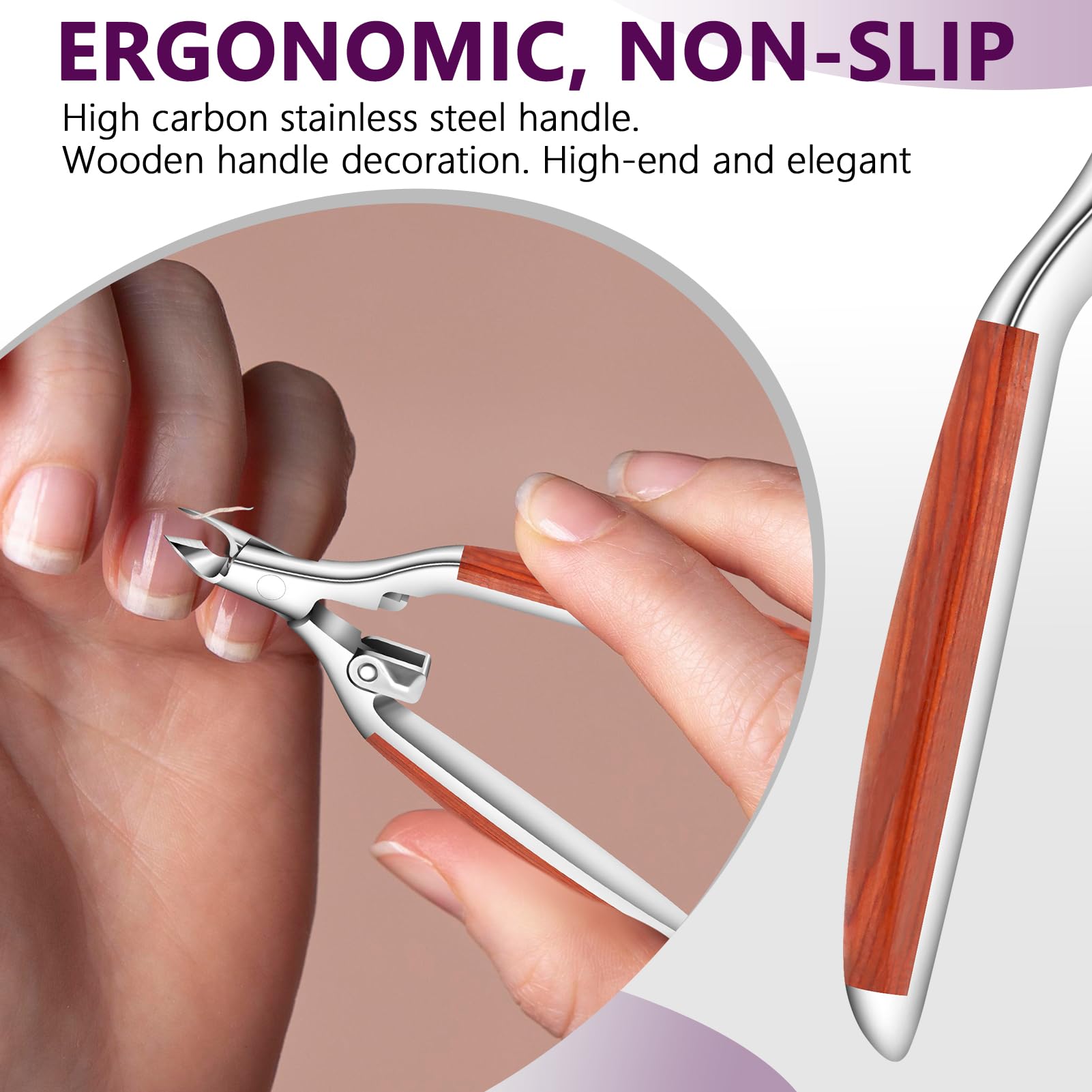 AONOLOVO ergonomic grip with wooden accents provides comfortable, non-slip handling.