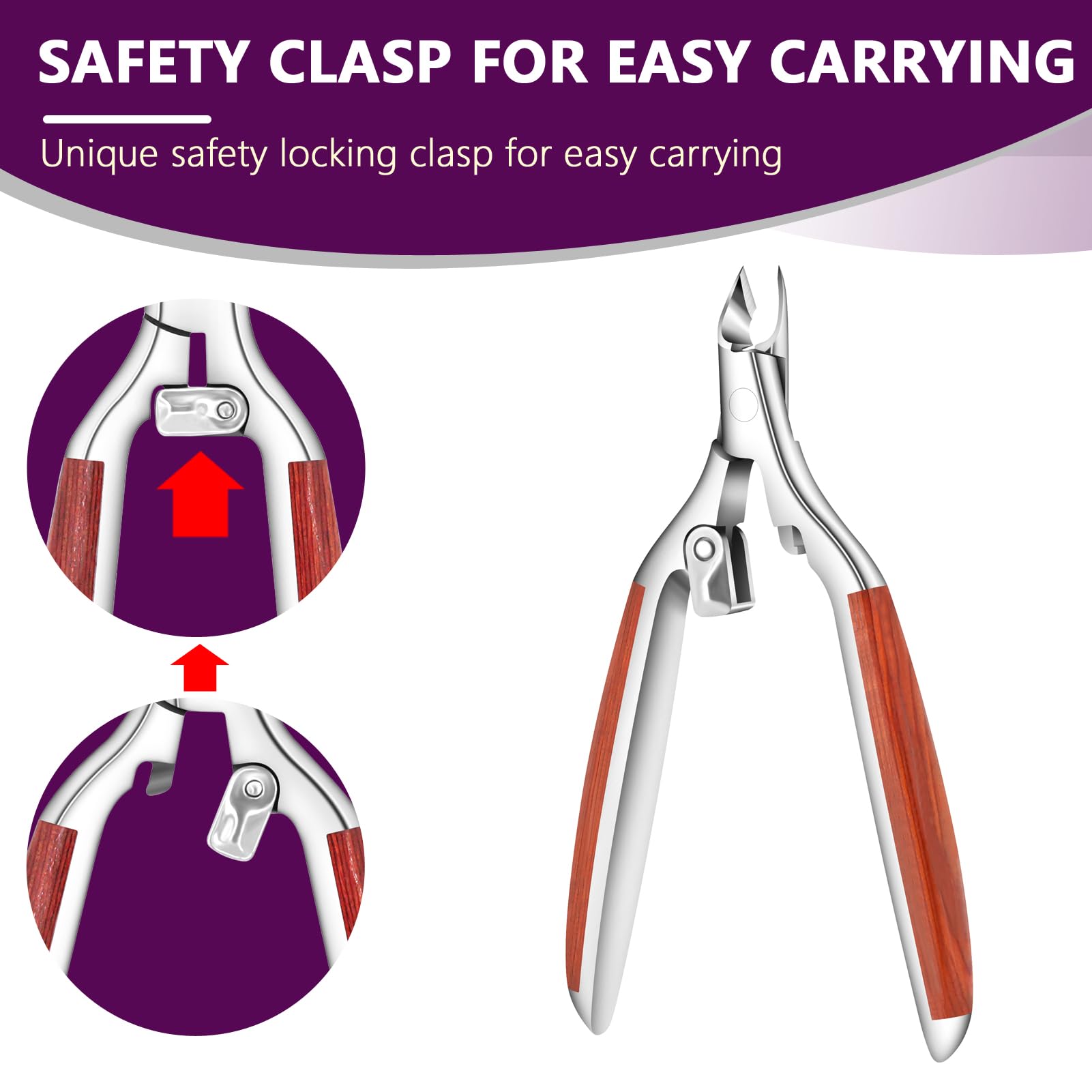 AONOLOVO safety locking clasp and protective cap for secure storage.