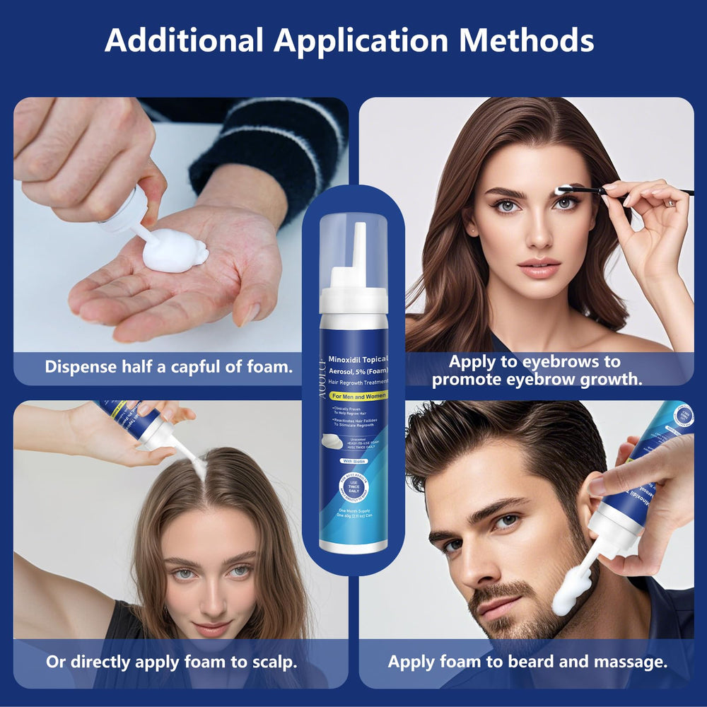 Uso diario con AOOLCF Minoxidil Foam dos veces al día para resultados sostenidos