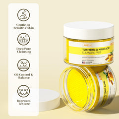 AOPO Kojic Acid and Turmeric Cleansing Pads packaging front, convenient 50-packs for daily use.