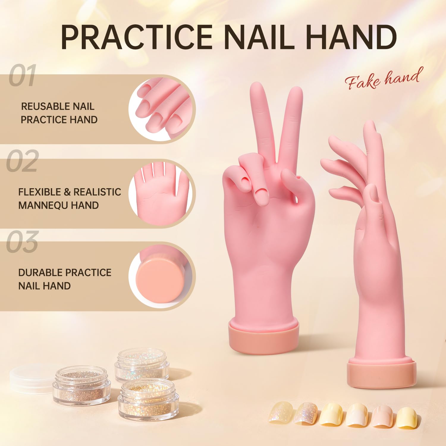 AORAEM bendable fingers enabling easy nail painting practice