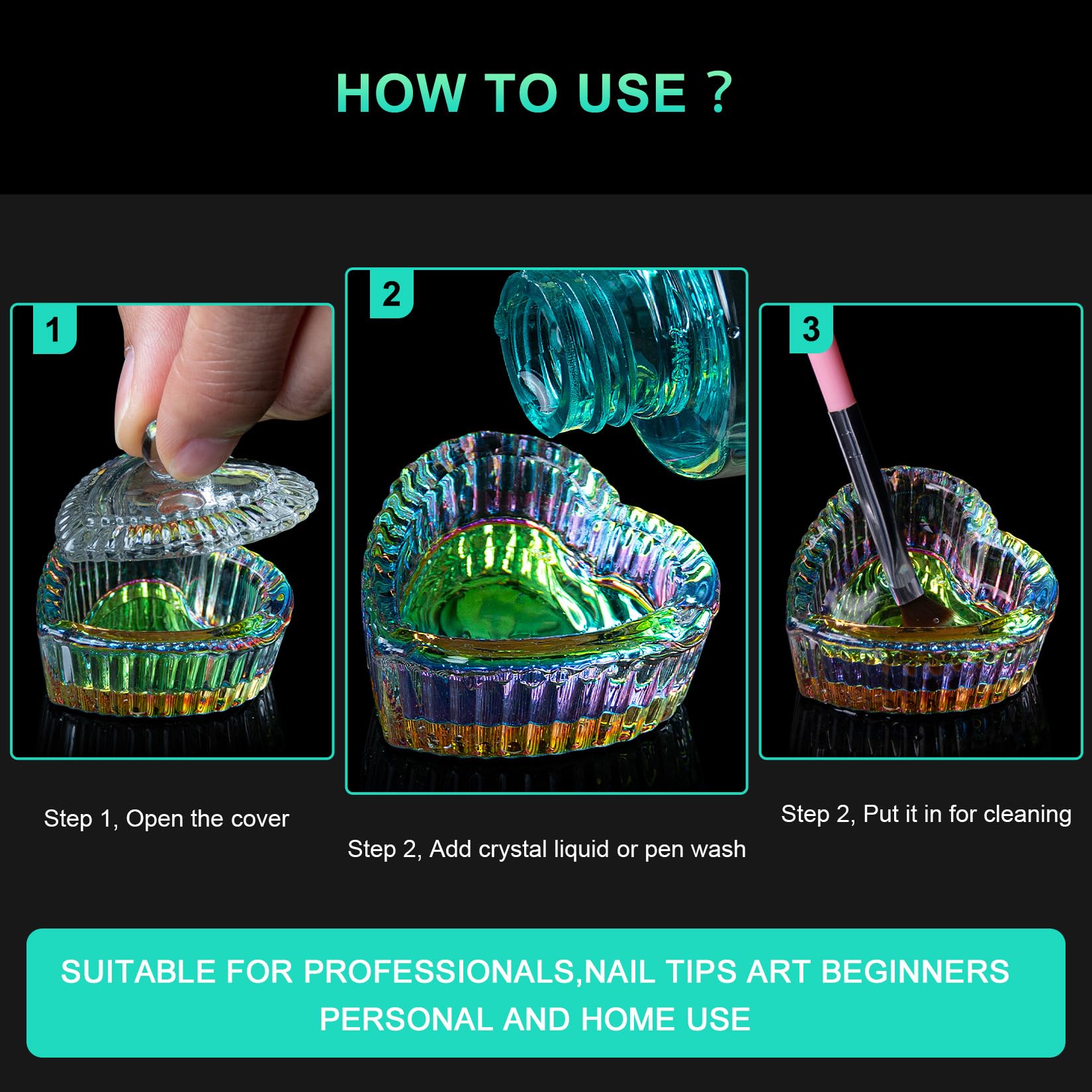 AORAEM glass dappen dish doubles as brush cleaner container.