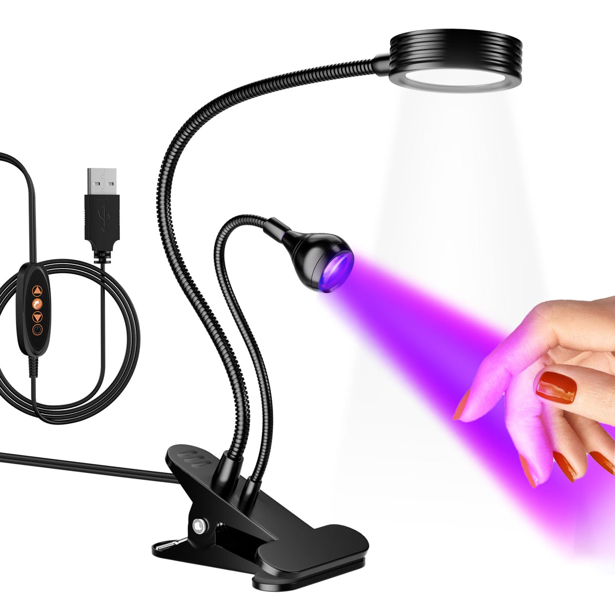 AORAEM double-head nail lamp viewed from the front for versatile use.