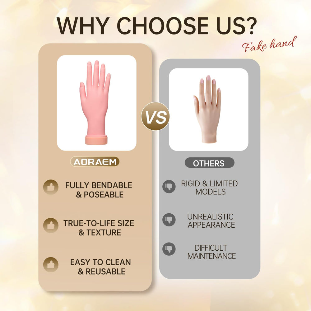 AORAEM durable soft plastic hand simulating real manicure workflows