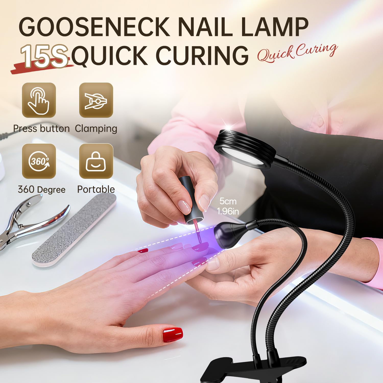 AORAEM gooseneck with clip enables flexible positioning.
