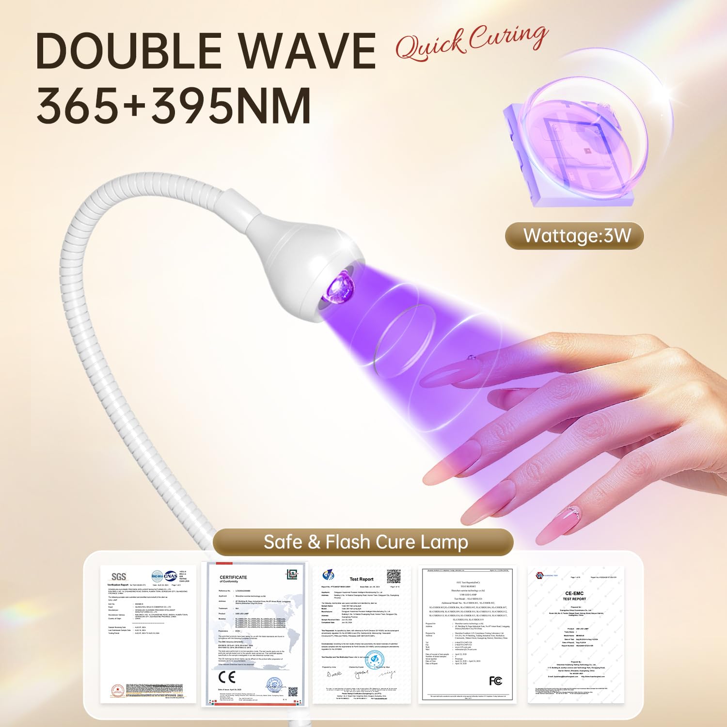 Compact AORAEM nail lamp fits in small spaces for DIY gel nails.