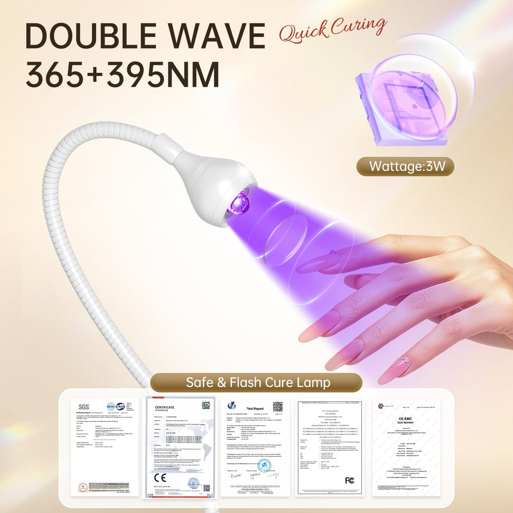 Compact AORAEM nail lamp fits in small spaces for DIY gel nails.