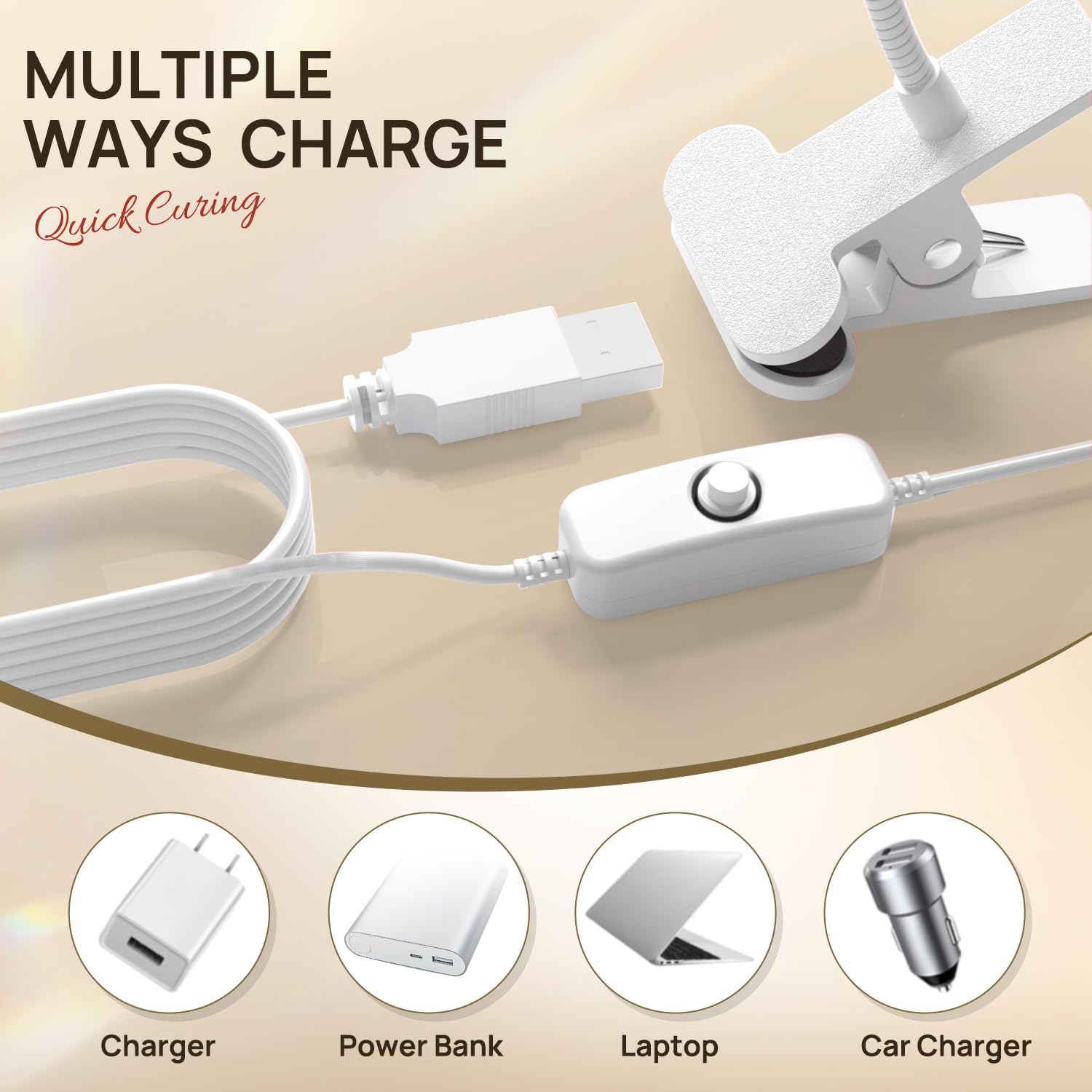 Multi-application lamp suitable for nail care and light repairs.