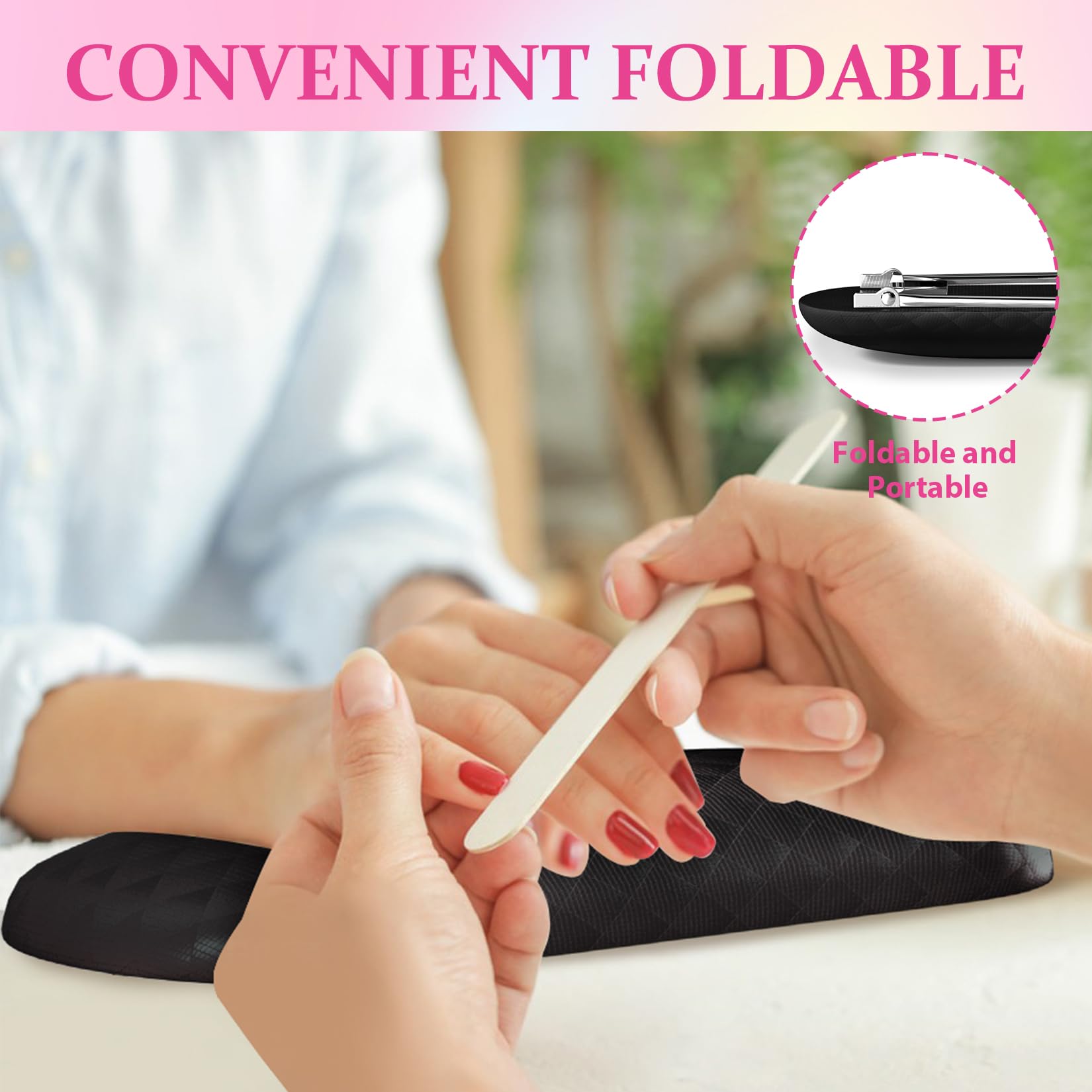 AORAEM Nail Arm Rest includes anti-slip sleeves for grip