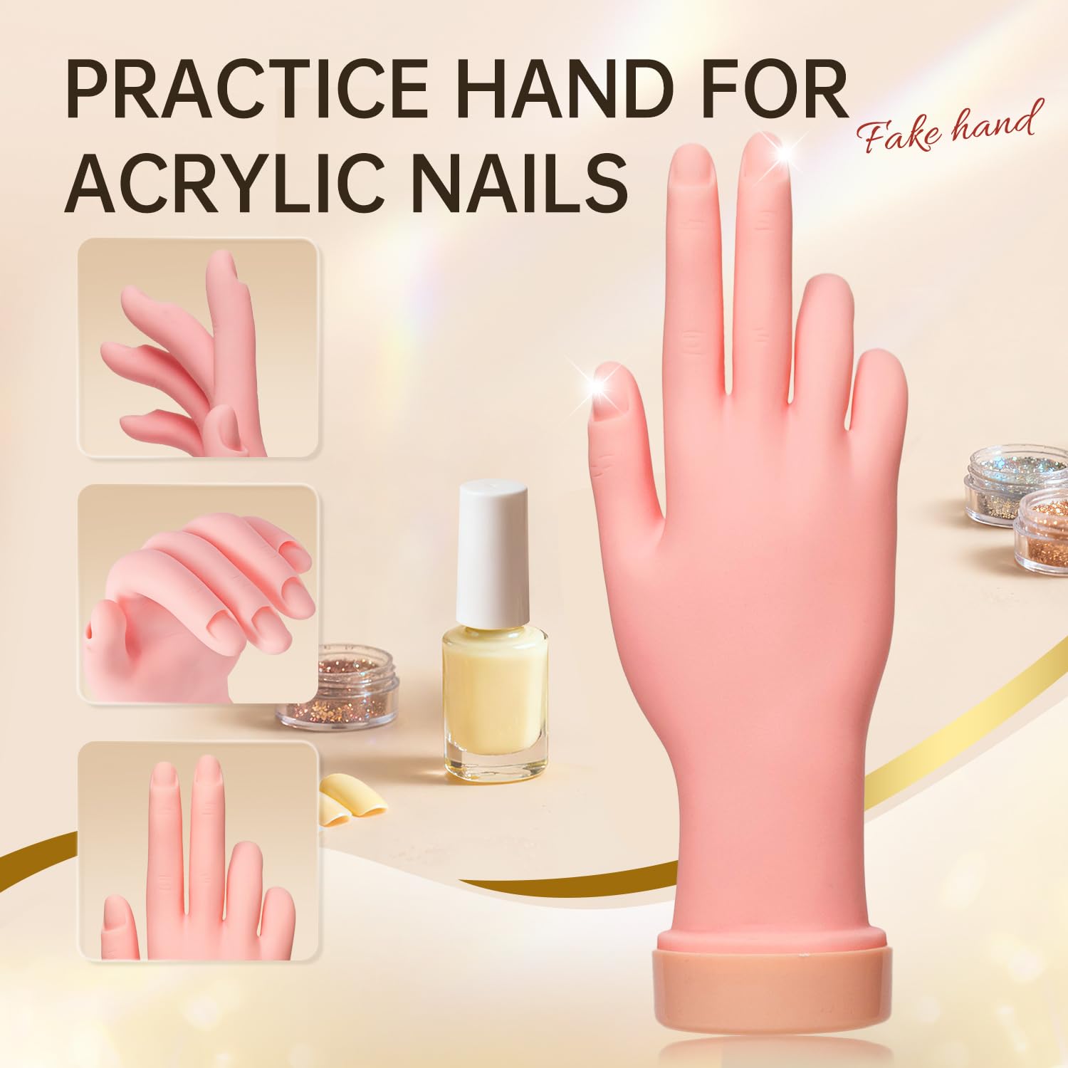 AORAEM nail practice hand 22.8 cm size supports realistic nail tips work