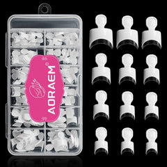 AORAEM: puntas francesas blancas cortas para un look natural y elegante.