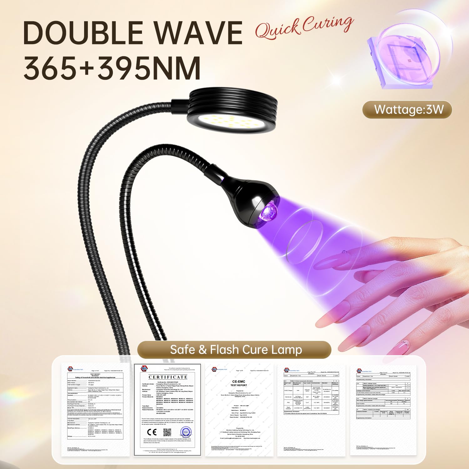 AORAEM purple-light drying mode for gel polish curing.