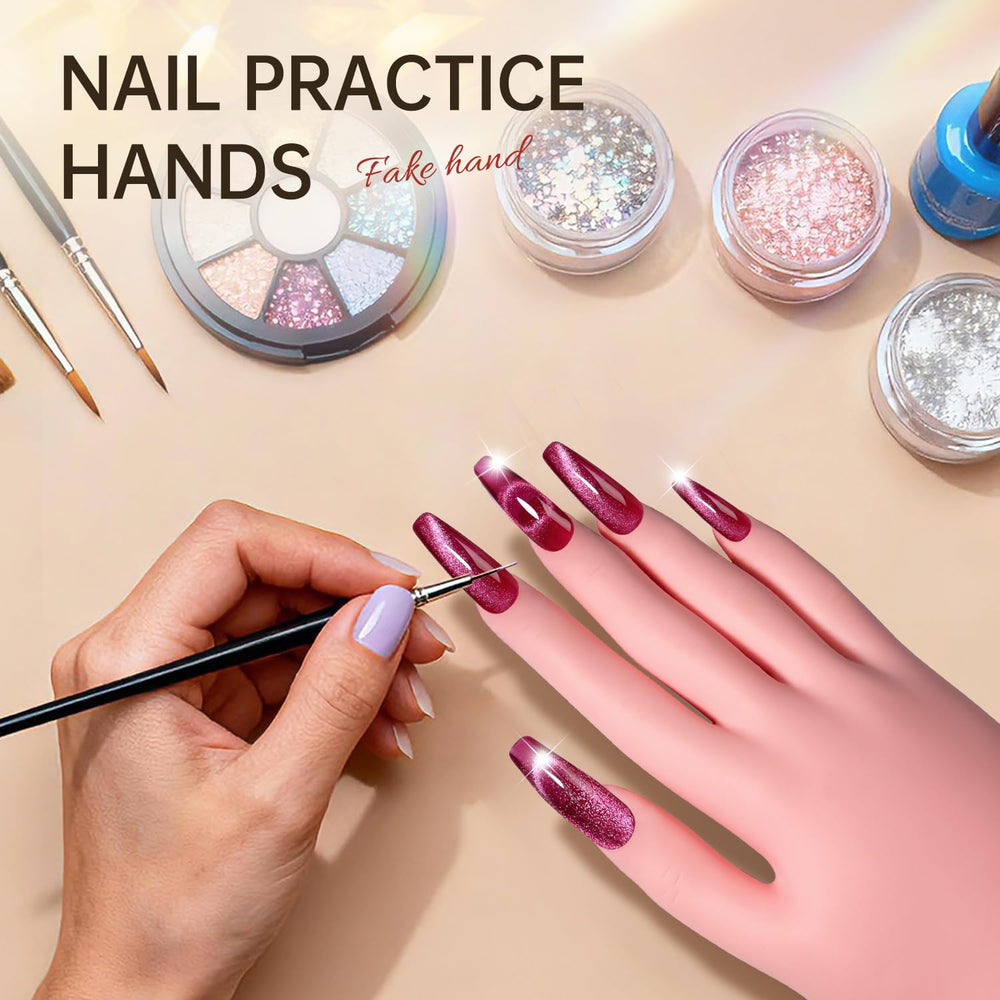 AORAEM reusable hand for acrylic and gel nail practice sessions