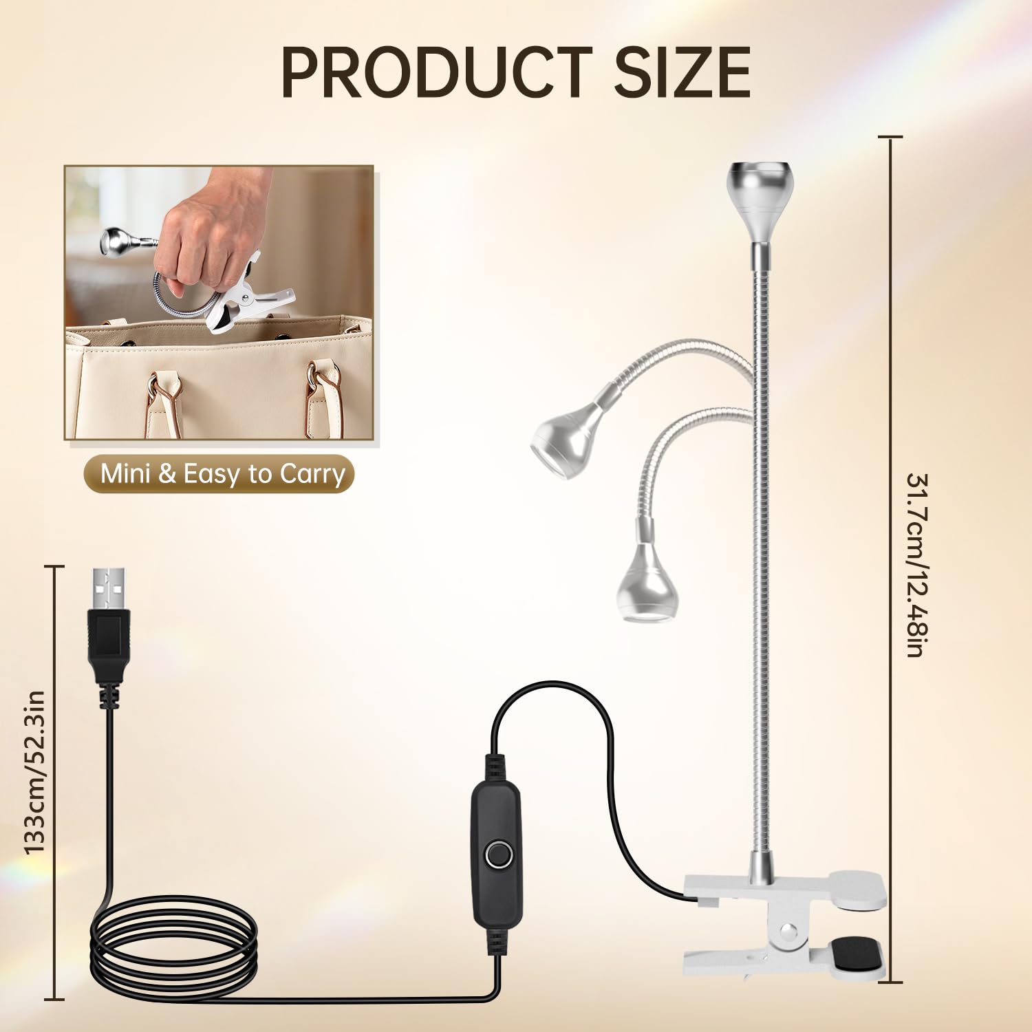 AORAEM compact design saves space on a dresser, nightstand, or desk.