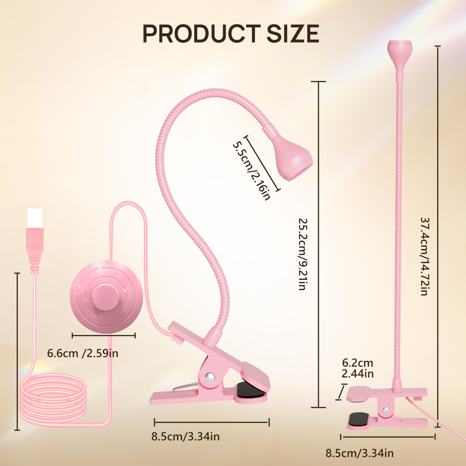 AORAEM lamp with clip base for stable table mounting.