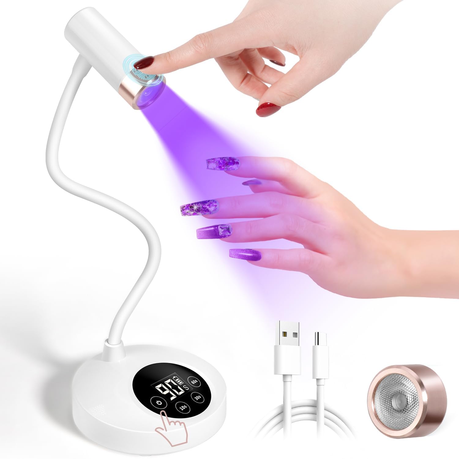 AORAEM UV LED nail lamp front view for quick home gel nail curing.