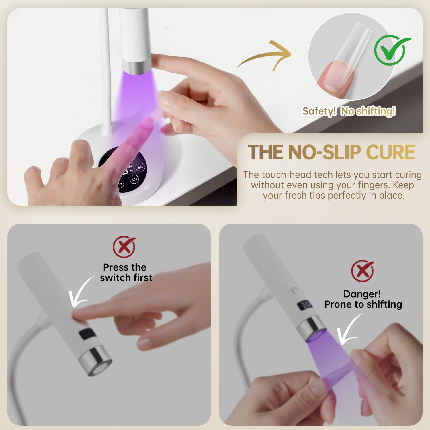 AORAEM UV LED nail lamp top view highlighting compact shape.