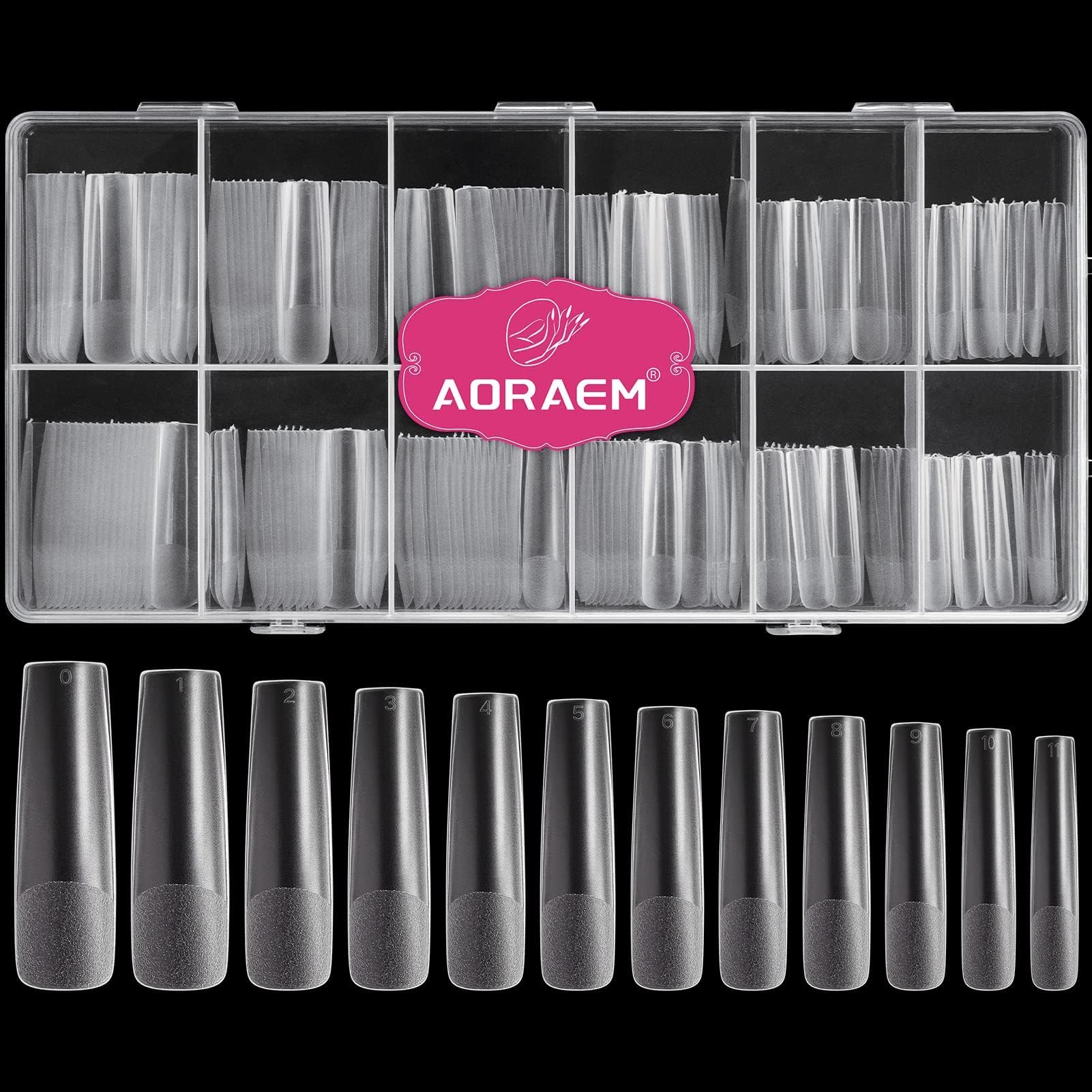 Unas AORAEM XXL cuadradas transparentes, 240 piezas para un acabado uniforme.