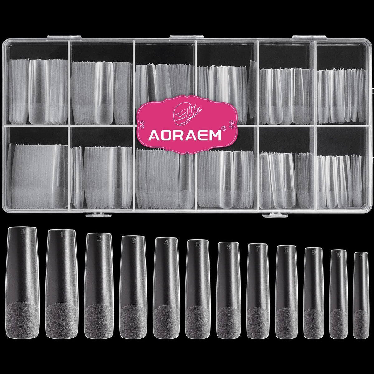 Unas AORAEM XXL cuadradas transparentes, 240 piezas para un acabado uniforme.