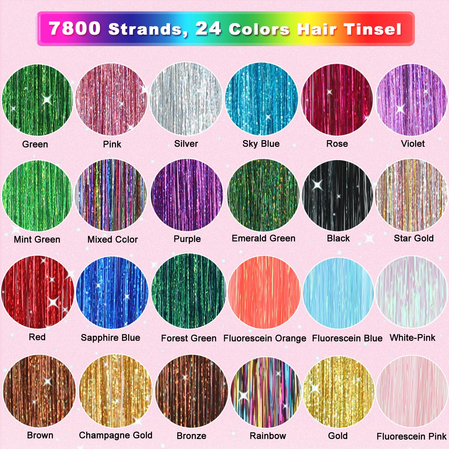 Aouuhe 48-inch tinsel length for customizing length and volume.