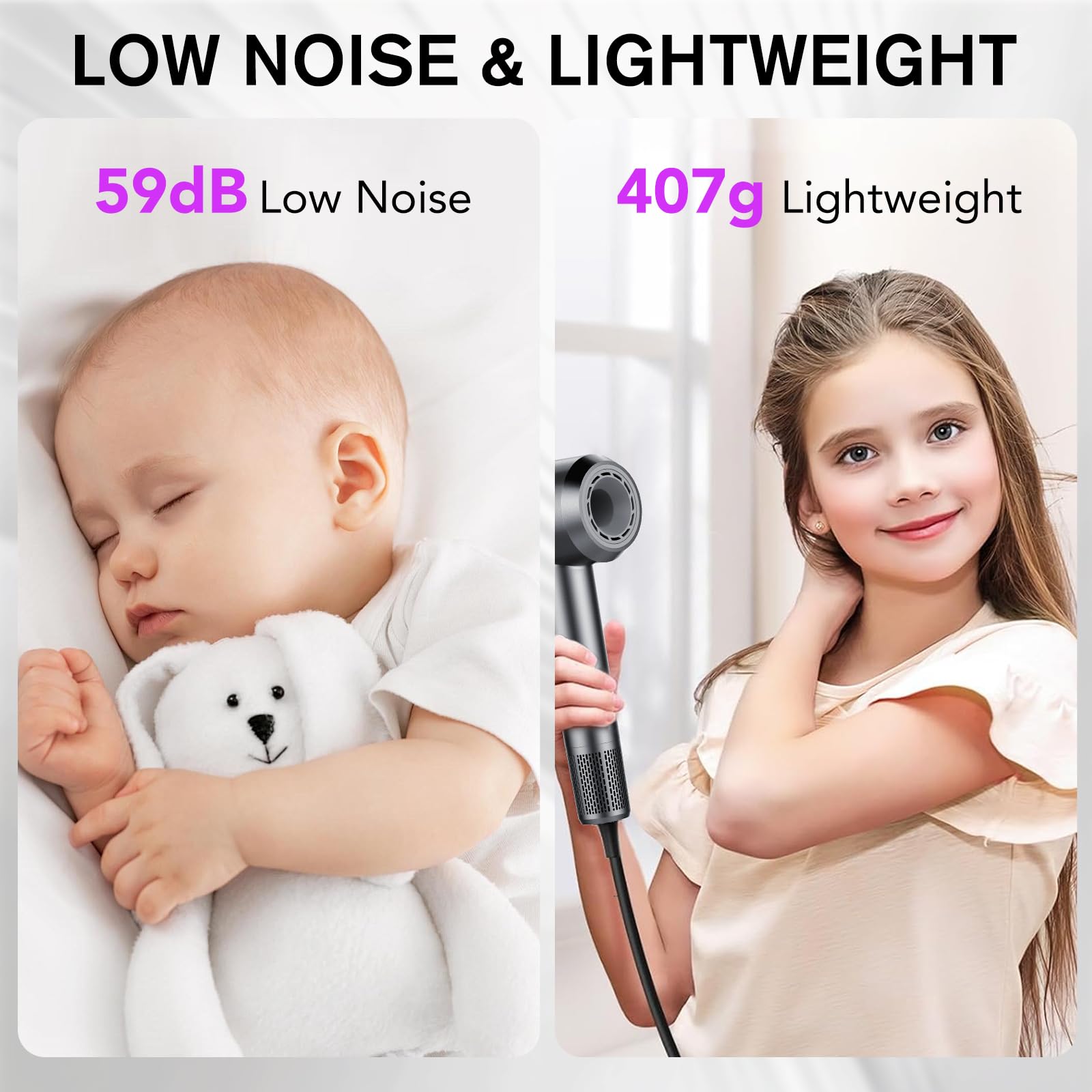 Aowoka hair dryer portable design in hand, ideal for travel.