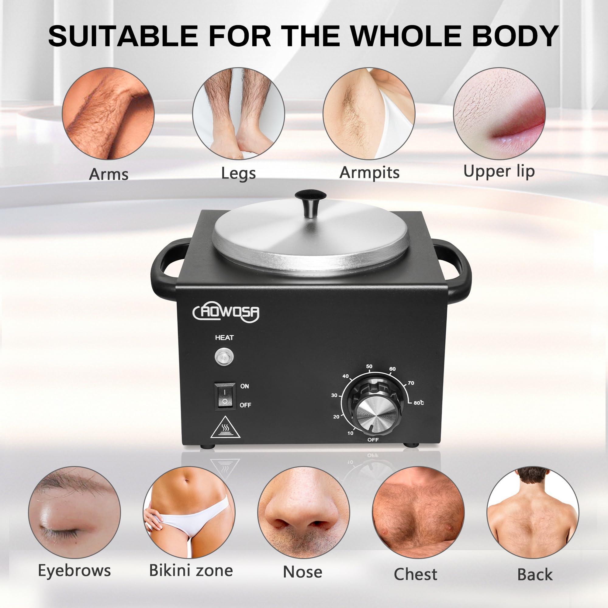 AOWOSA adjustable temperature control from 0-80°C for precise heat