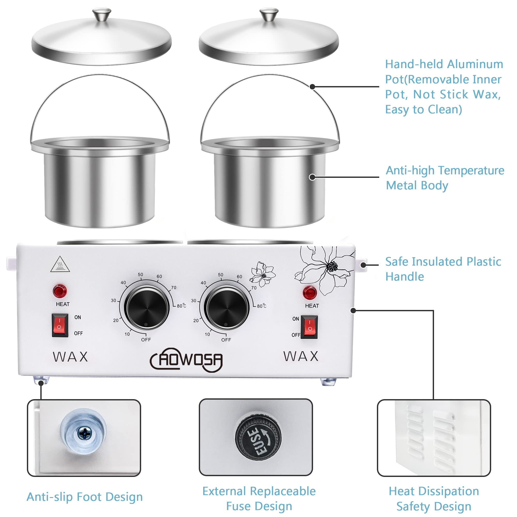 AOWOSA large waxing pot ideal for spa and salon treatments.