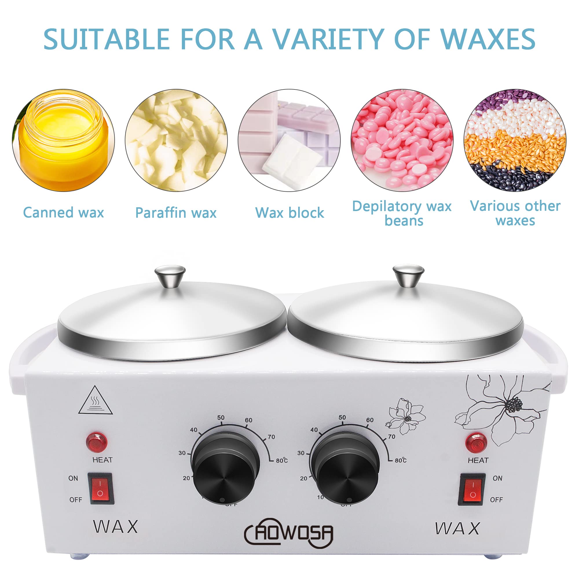 AOWOSA wax heater with dual zones enabling customized wax temps.