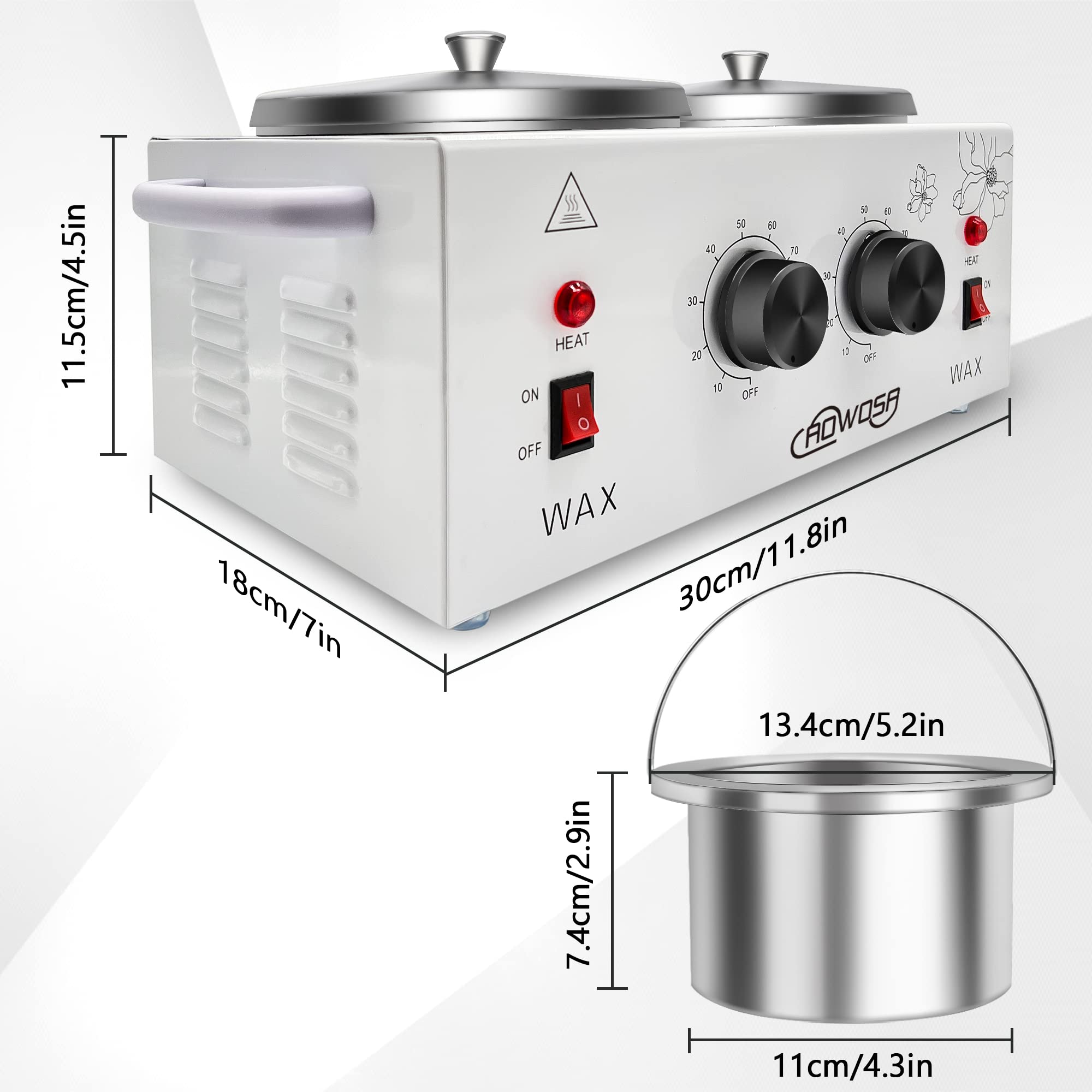 AOWOSA wax warmer in a busy salon setup for professional waxing.
