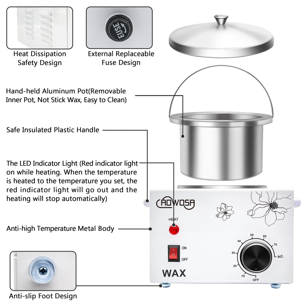 AOWOSA wax warmer with removable pot for easy cleaning and wax changes