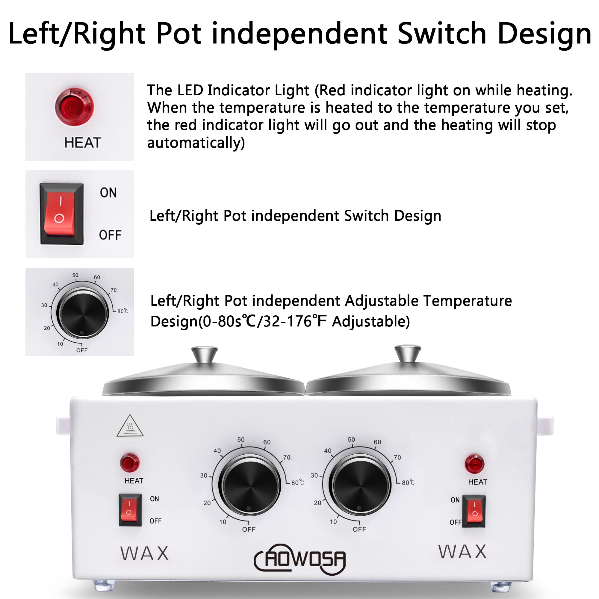 Removable wax pot for easy cleaning on the AOWOSA warmer.