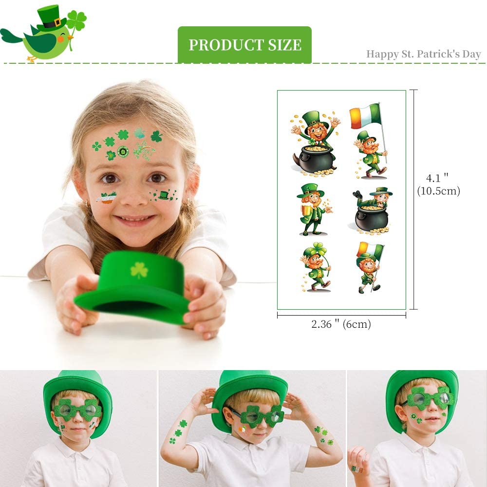 AOYOO St Patrick's Day tattoos, vibrant shamrocks for bold celebrations.