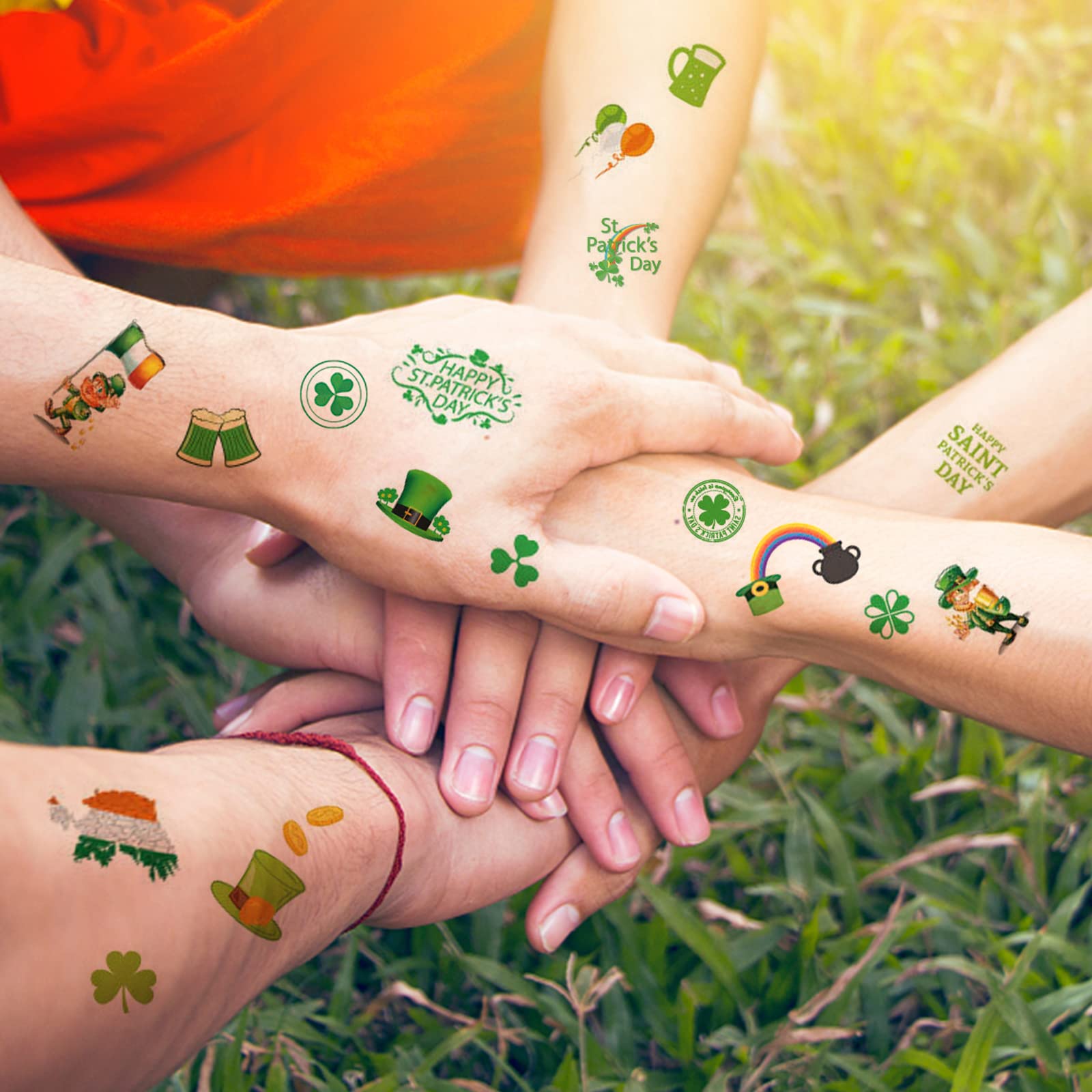 AOYOO St Patrick's Day tattoos, variety designs, great for kids' costumes.