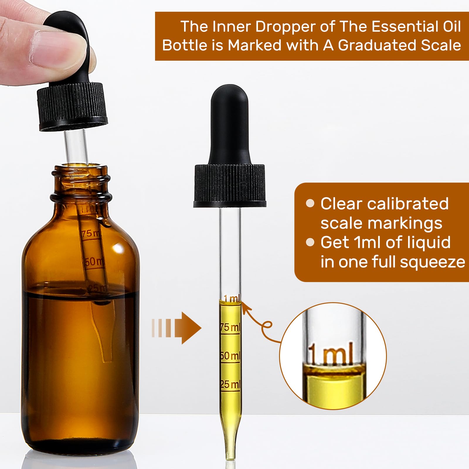 AOZITA 30ml dark amber bottle with calibrated dropper for accurate measurement