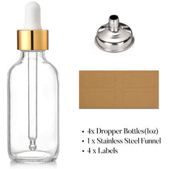 AOZITA 30ml glass dropper bottle with golden cap for precise dispensing