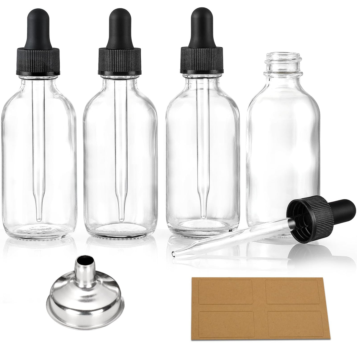 AOZITA 4-pack 1oz eye dropper bottles shown for precise dispensing
