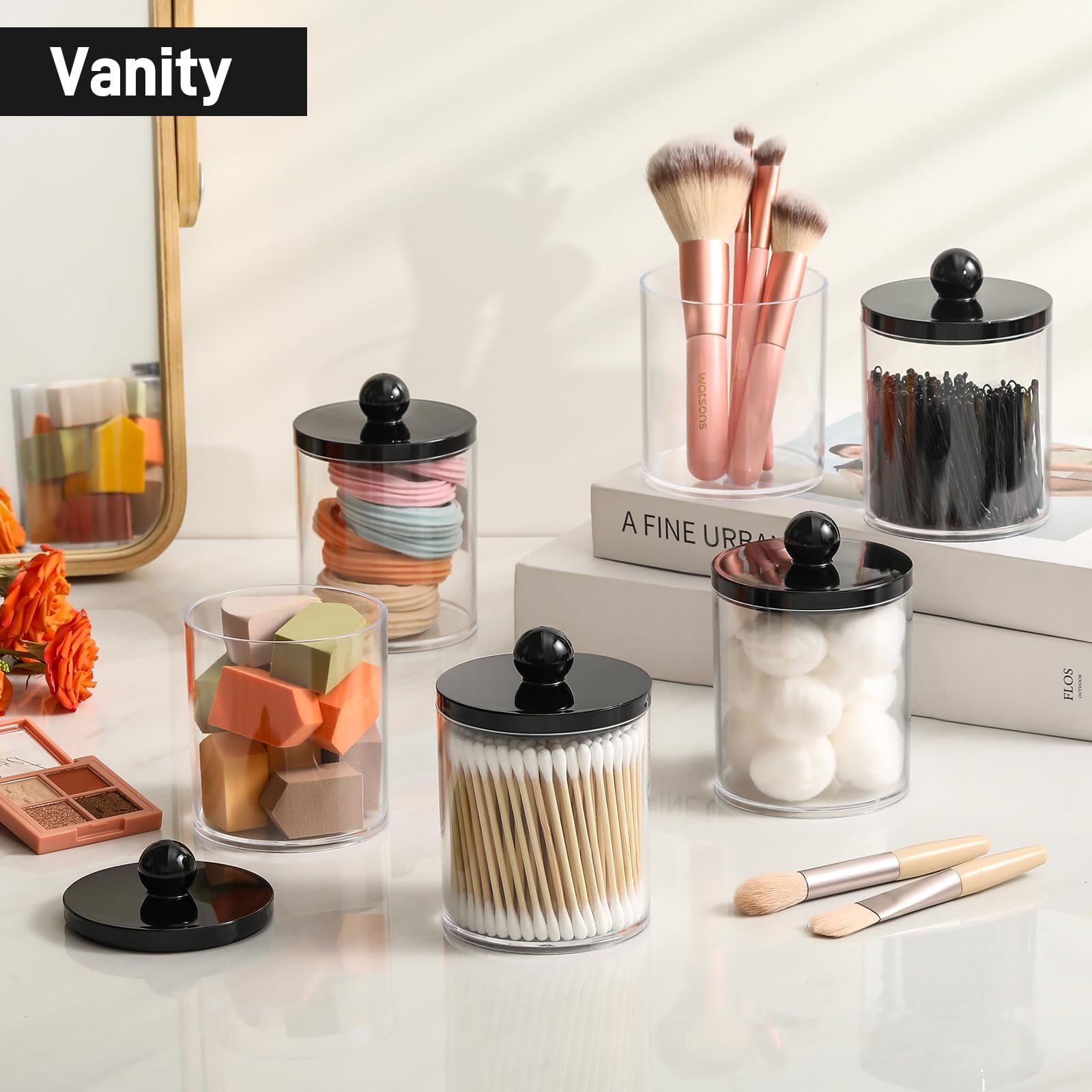 AOZITA floss picks container adds accessible organization on sink or vanity.