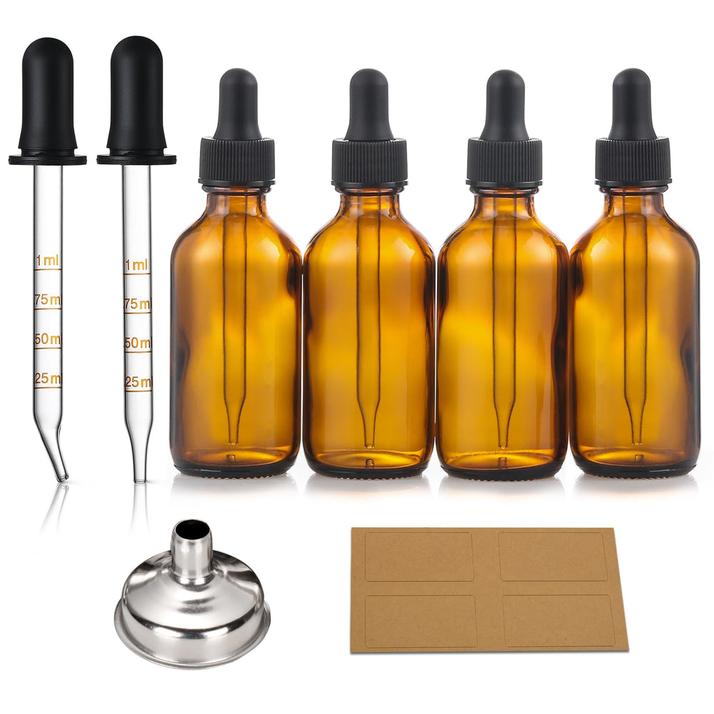 AOZITA amber 60ml dropper bottle closeup for essential oil storage