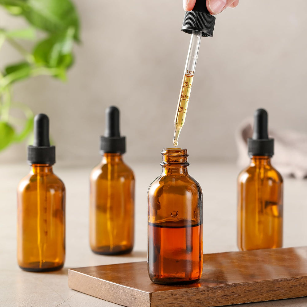 AOZITA multi-use essential oil bottle set in amber glass