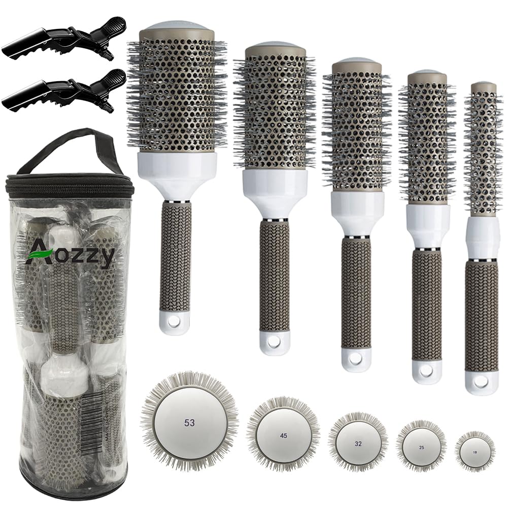 Aozzy round brush 19mm barrel for precise curls and smooth blowouts.