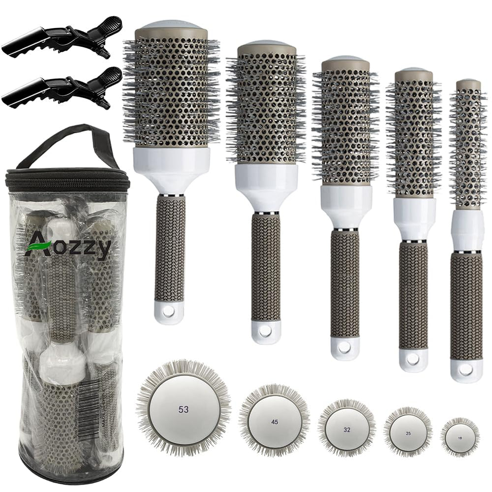 Aozzy round brush 19mm barrel for precise curls and smooth blowouts.