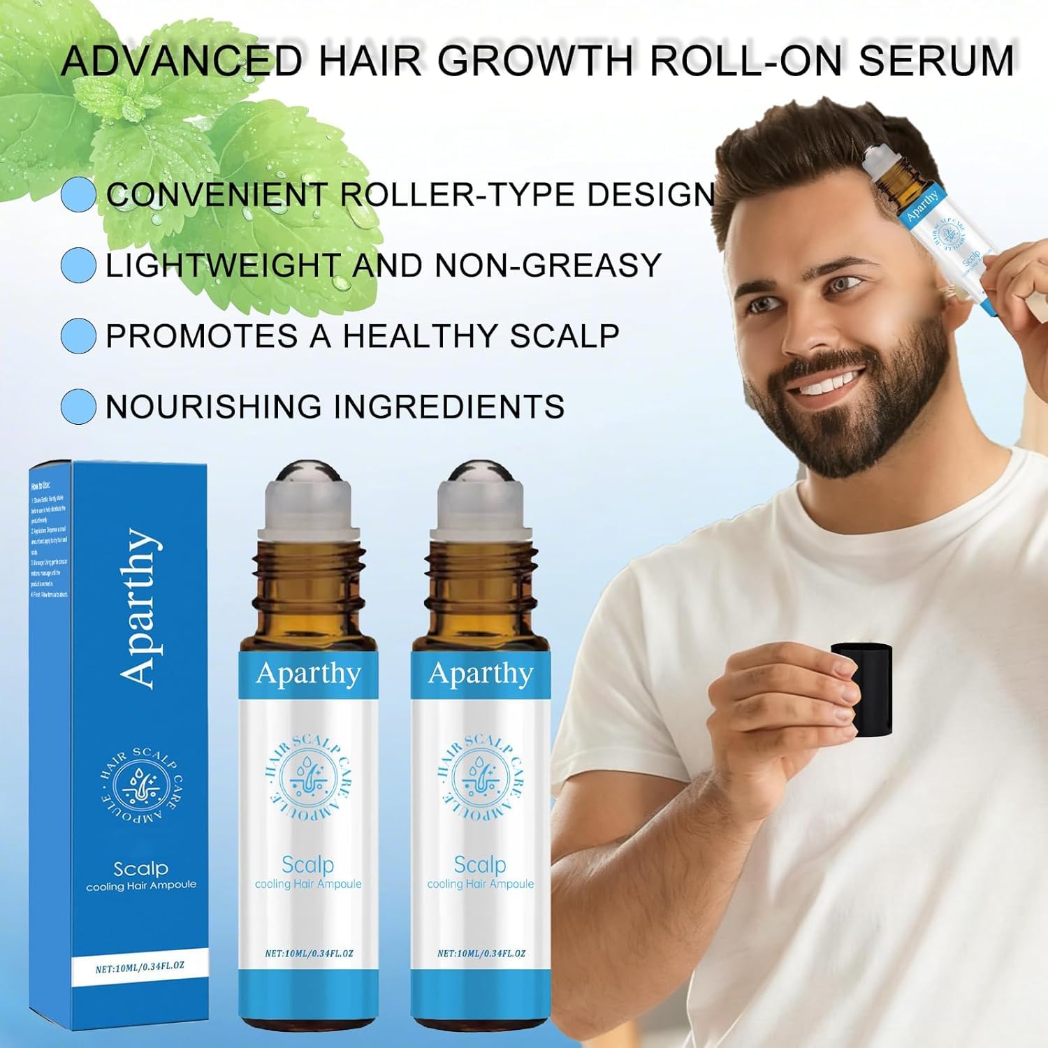 Aparthy roll-on rollerball application showing easy, mess-free use