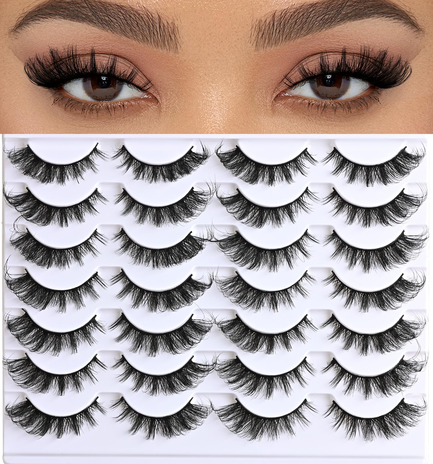 APCYUST natural fox eye lashes with 3D wispy fibers for a subtle, foxy look.
